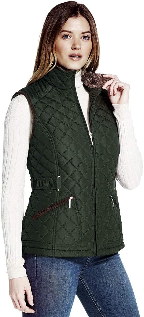 Weatherproof Ladies' Ultra Soft Cozy Lining Quilted Vest Green XL