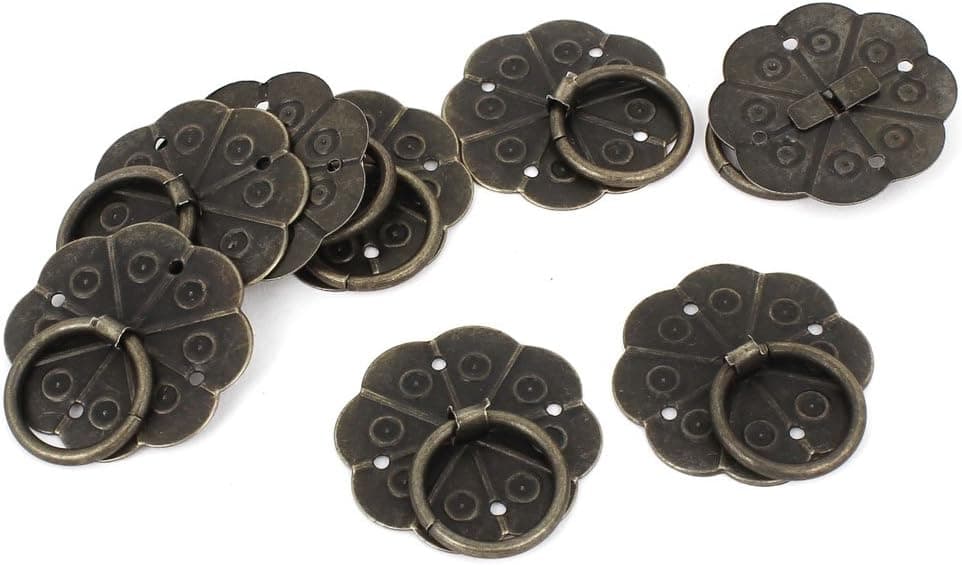 8pcs Hardware Home Cabinet Door Pull Handle Ring Bronze Tone 30mm Dia