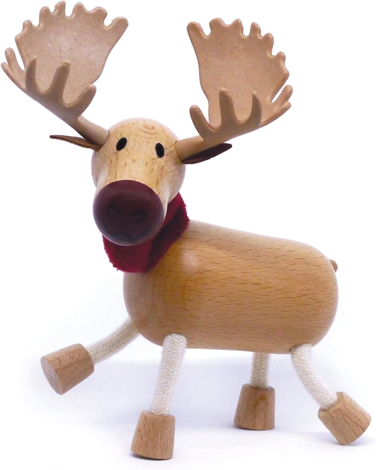 Anamalz Moose Wooden Animal Toy for Toddlers, Fun and Posable Moose for Early Learning, Montessori, and STEM, Smooth Natural Wood, Boys and Girls