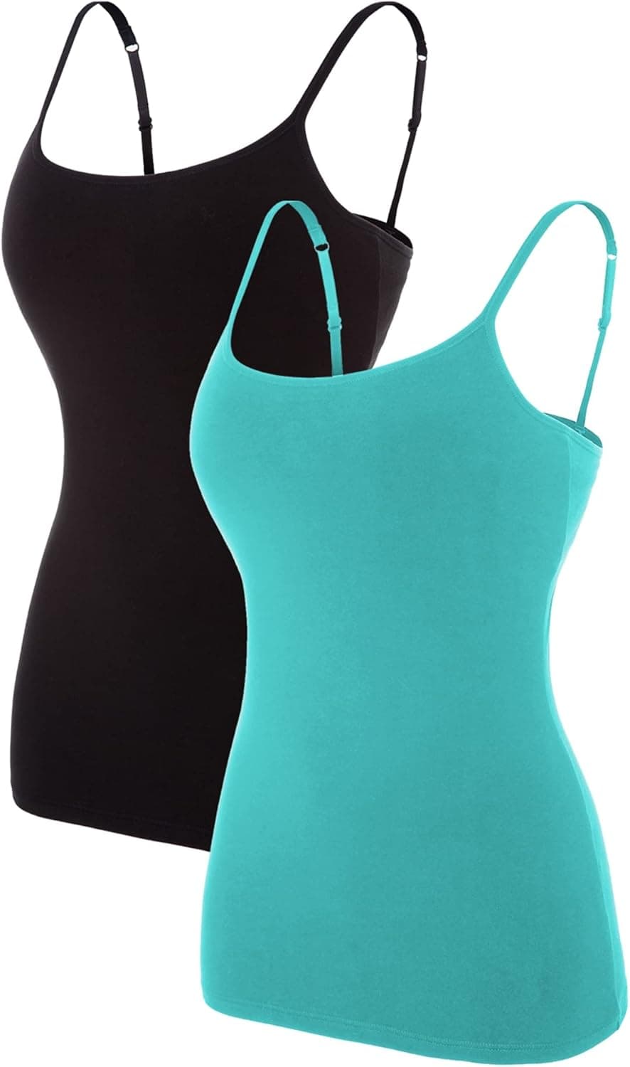 ATTRACO Women's Cotton Camisole Shelf Bra Spaghetti Straps Tank Top 2 Packs