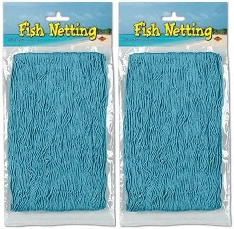 Nautical Decorative Fish Netting - 4' x 12' (2-Pack) (Turquoise)