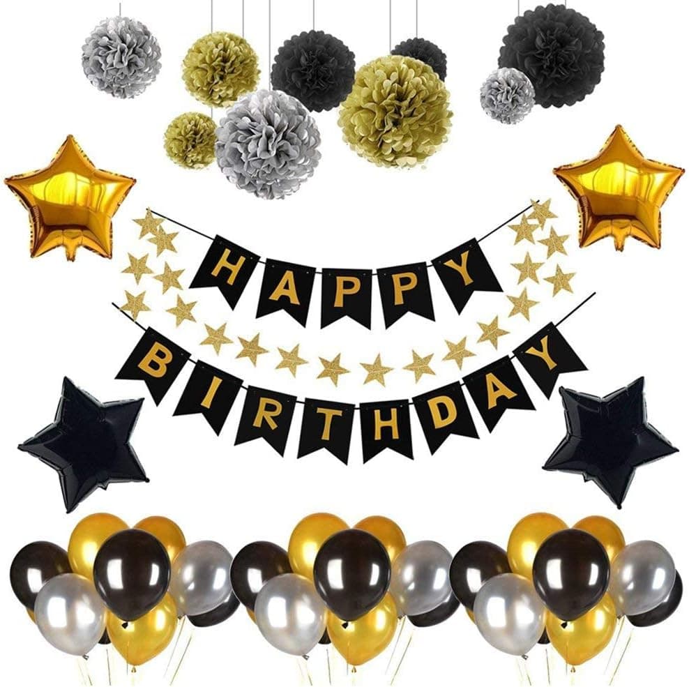 Birthday Party Decorationds Sparkling Black Gold Theme will Bring You Black Gold World to Enjoy the Fun of DIY Party