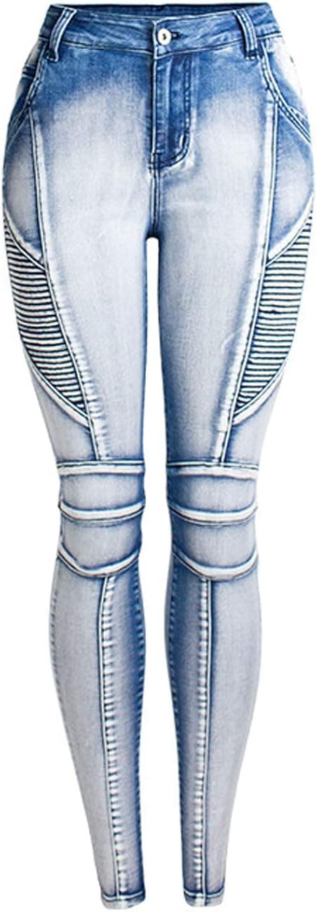 ZENTHACE Women's Ripped Moto Biker Skinny Jeans Stretch Riding Jean