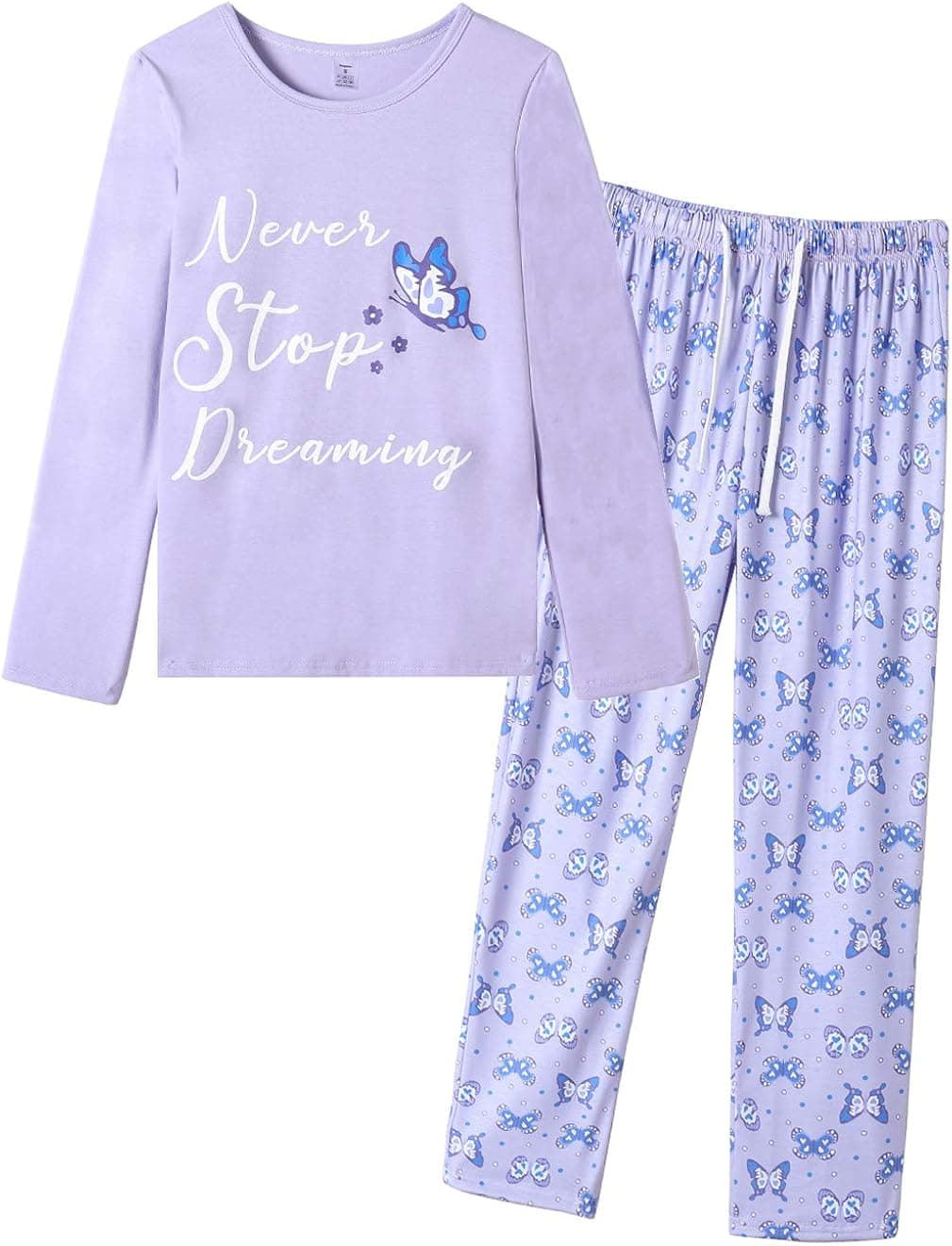 VENTELAN Women Pajamas Cute Christmas Bear Sleepwear Long Sleeve Stripes Loungewear