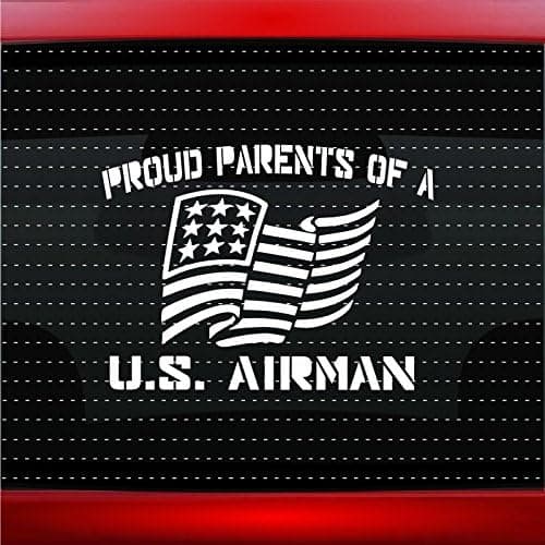 Noizy Graphics Proud Air Force Parents #1 Military Airman Car Sticker Truck Window Vinyl Decal Color: Black