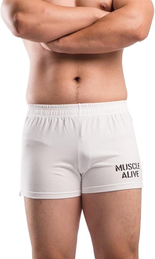 Muscle Alive Mens Bodybuilding Shorts 3" Inseam Cotton