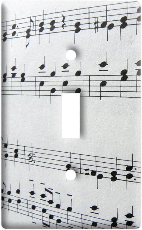 Music Musical Notes - Score Composition - Plastic Wall Decor Toggle Light Switch Plate Cover