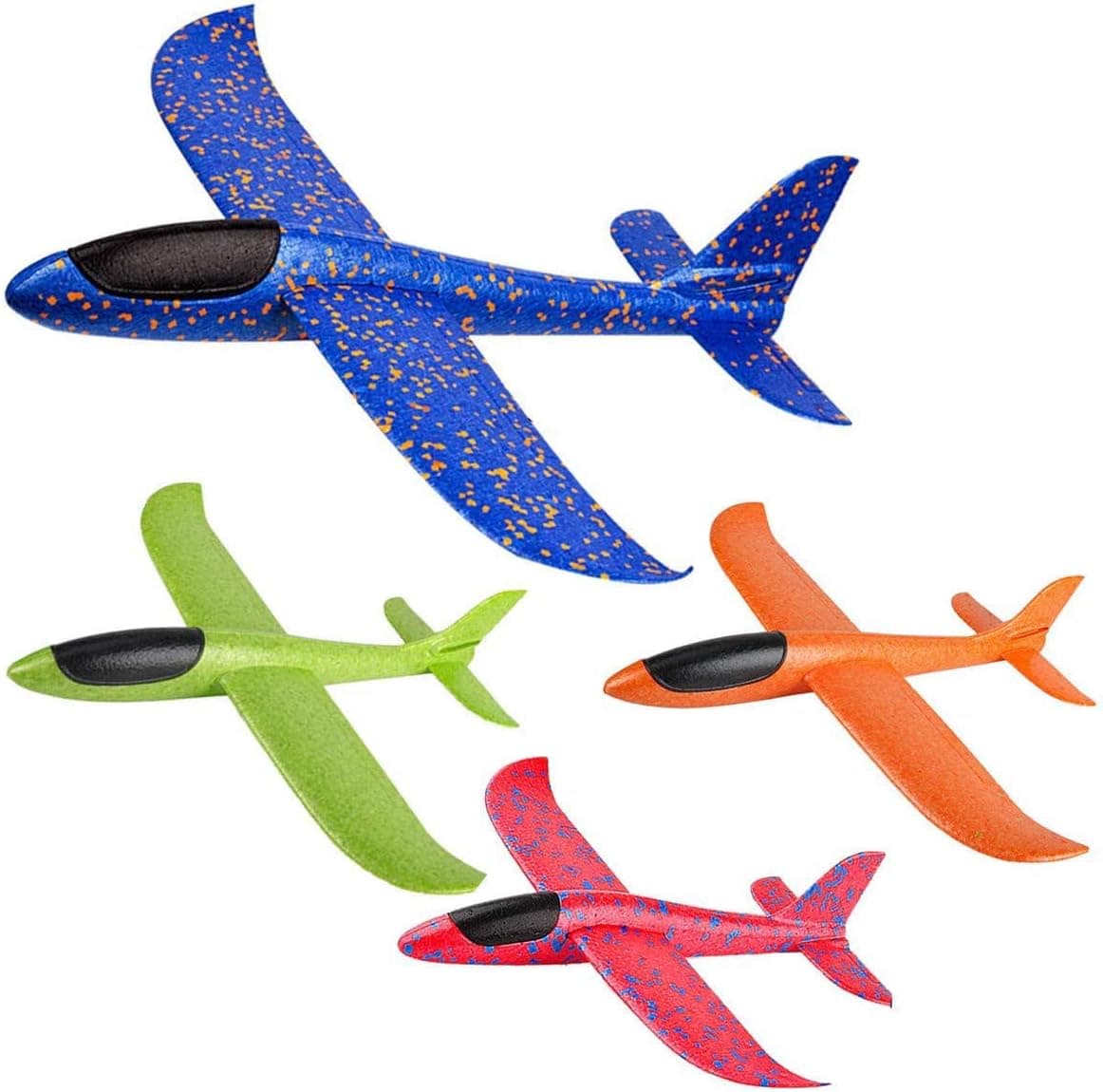 JUNBESTN Flying Airplane 4 Pack 17.5 " Toys for Kids Ages 4-8 8-12 Valentine Day Gift for Boys Girls Class Students Goodie Bag Fillers Throwing Glider Foam