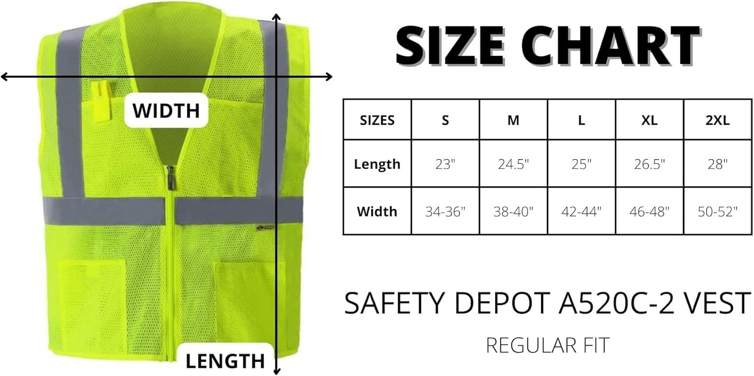 Safety Depot YELLOW SAFETY VESTS CLASS 2 (X-LARGE)