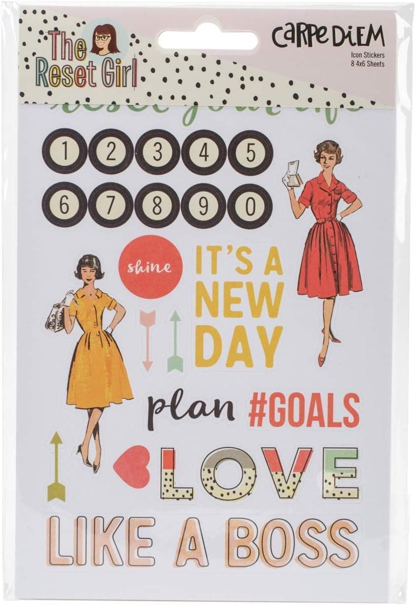 Carpe Diem Reset Girl Icon Stickers