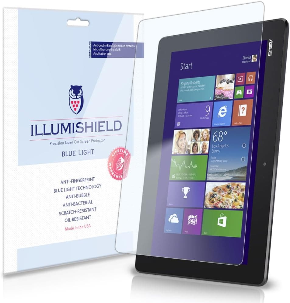 iLLumiShield – ASUS Transformer Book T100 (HD) Blue Light UV Filter Screen Protector Premium High Definition Clear Film / Reduces Eye Fatigue and Eye Strain – Anti- Fingerprint / Anti-Bubble / Anti-Bacterial Shield - Comes With Free LifeTime Replacement Warranty – [1-Pack] Retail Packaging