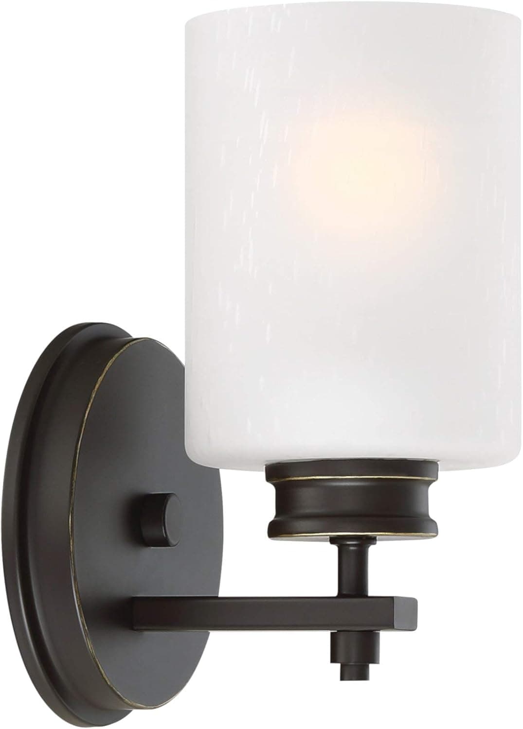 Kira Home Phoebe 8" Modern 1-Light Wall Sconce/Vanity Light + Frosted Seeded Glass Shade, Oil-Rubbed Bronze Finish