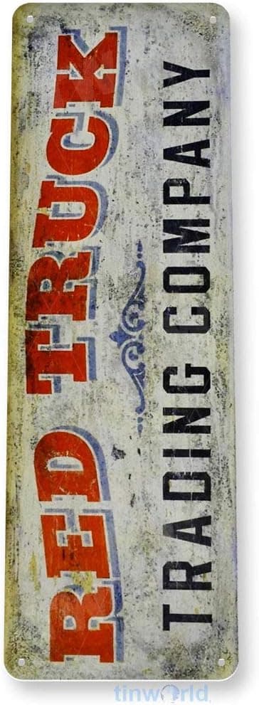 Tinworld Tin Sign Red Truck Trading Company Retro Rustic Auto Shop Garage Metal Sign Decor B583