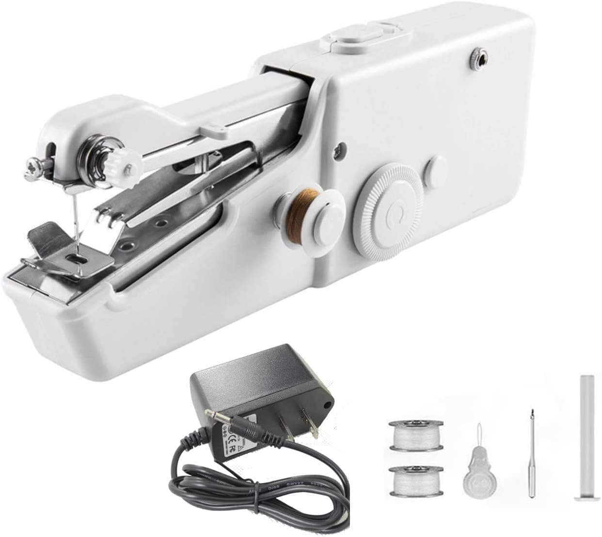 eoocvt Handheld Sewing Machine, Cordless Handheld Electric Sewing Machine, DIY Handicraft Shop, Used for Fabrics, Clothing, Children's Clothing, Family Travel (have Power Cord) (White)