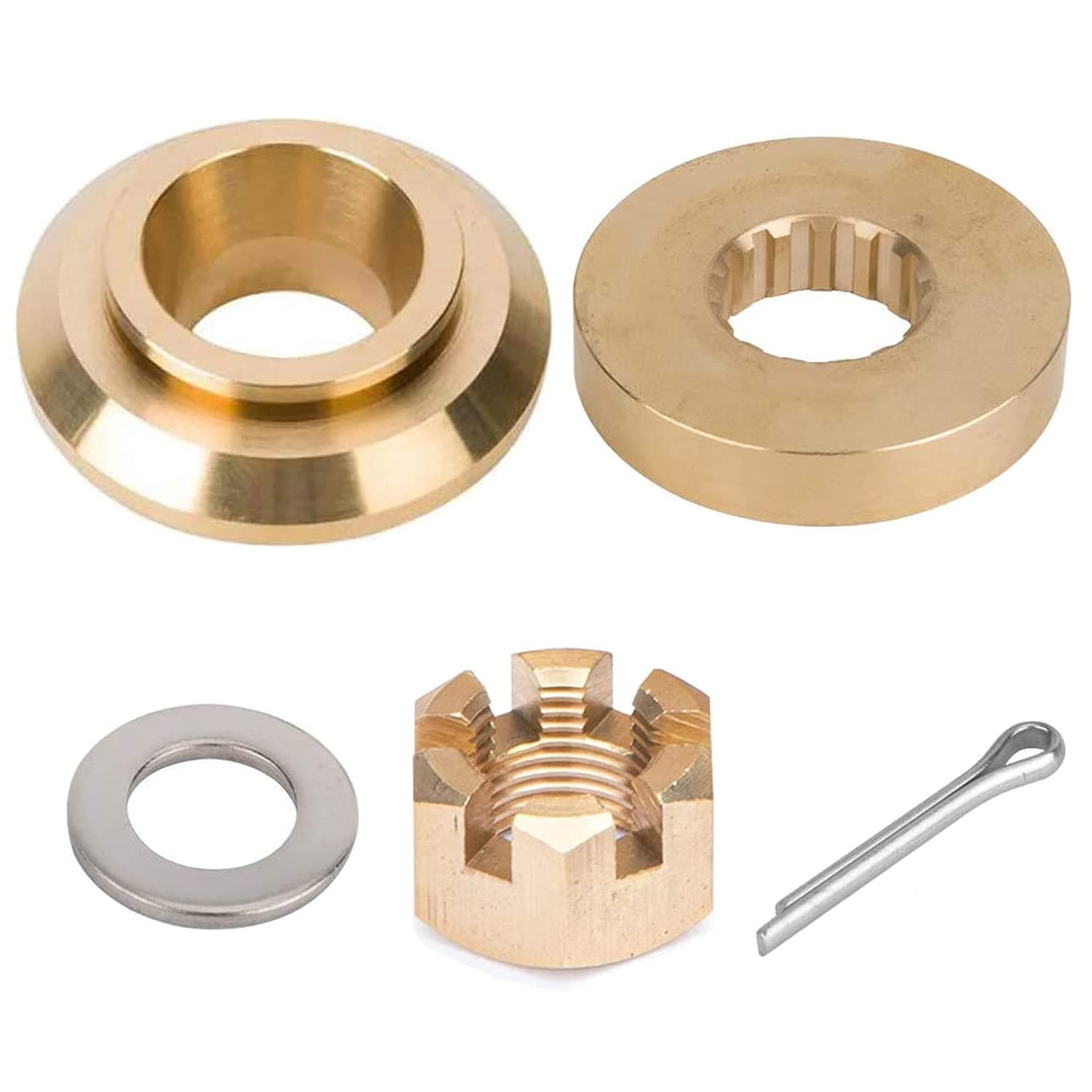 Outboard Upgrade Propeller Installation Hardware Kits fit Yamaha Outboard150-300HP, Thrust Washer/Spacer/Washer/Nut/Cotter Pin, Ref No.6E5-45987-01 (Fit for Yamaha 150-300HP Propeller Installation)