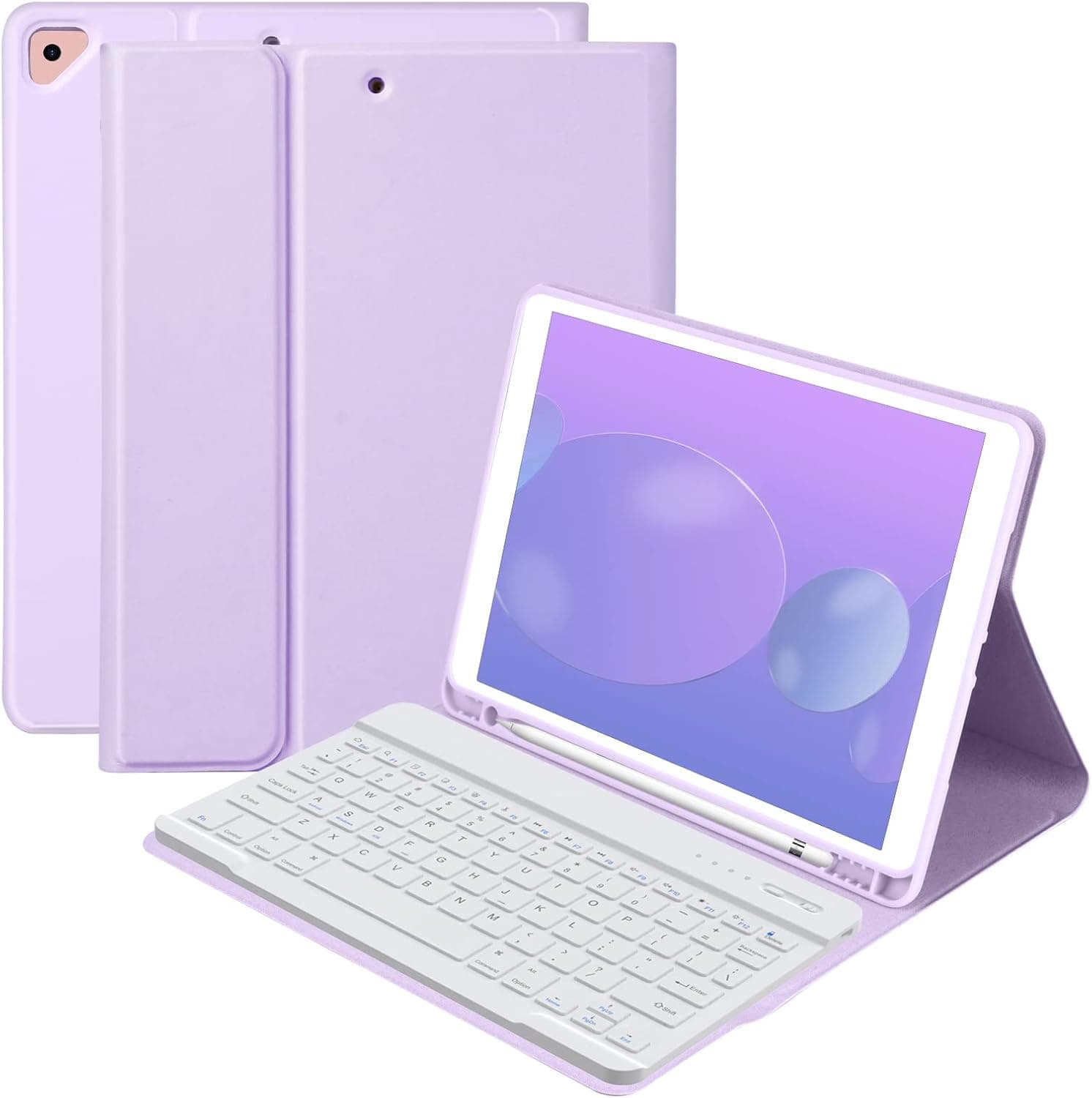 BQSS Keyboard Case for ipad 10.2" 9th/8th/7th Gen,Wireless Magnetic Detachable Keyboard iPad 9th/8th/7th,iPad Air 3rd Gen Stand Tablet Cover Case with Built-in Pencil Holder(Purple)