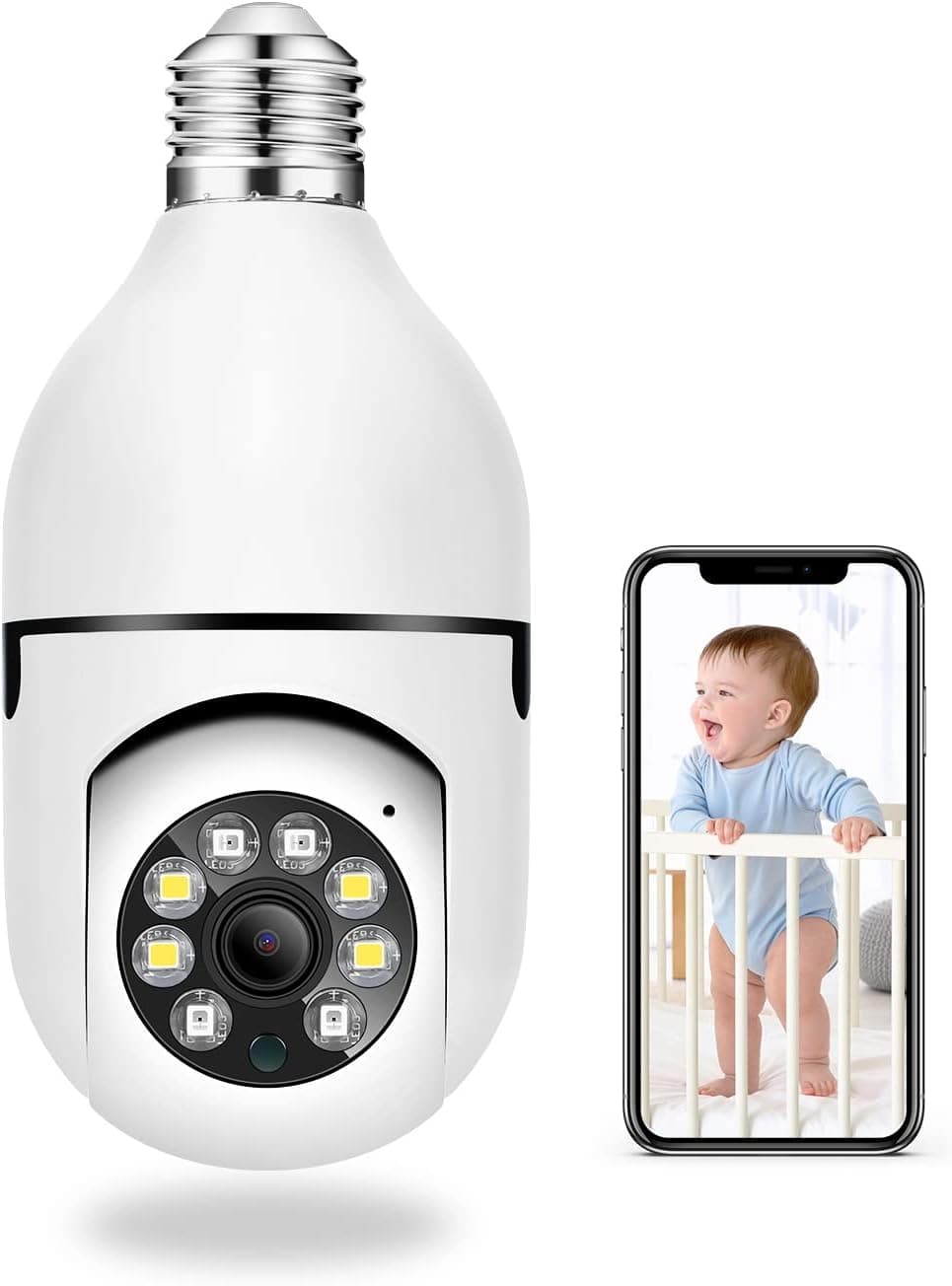 Light Bulb Camera,Besdersec Pan/Tilt 360 Degree Full-HD 1080P Panoramic 2.4Ghz Wireless WiFi Camera,with Infrared Night Vision & Motion Detection & 2-Way Audio Home Camera for Baby/Elder/Pet