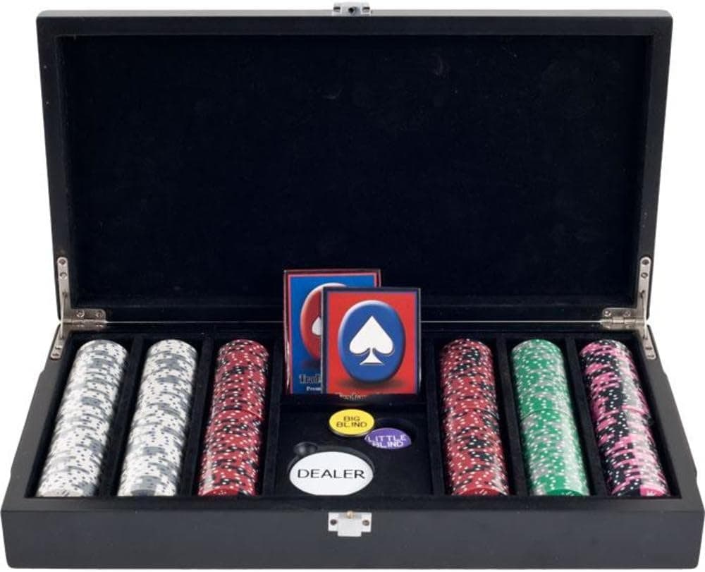 Trademark Poker 300 Tri-Color Triple Crown Chips in Las Vegas Sign Case