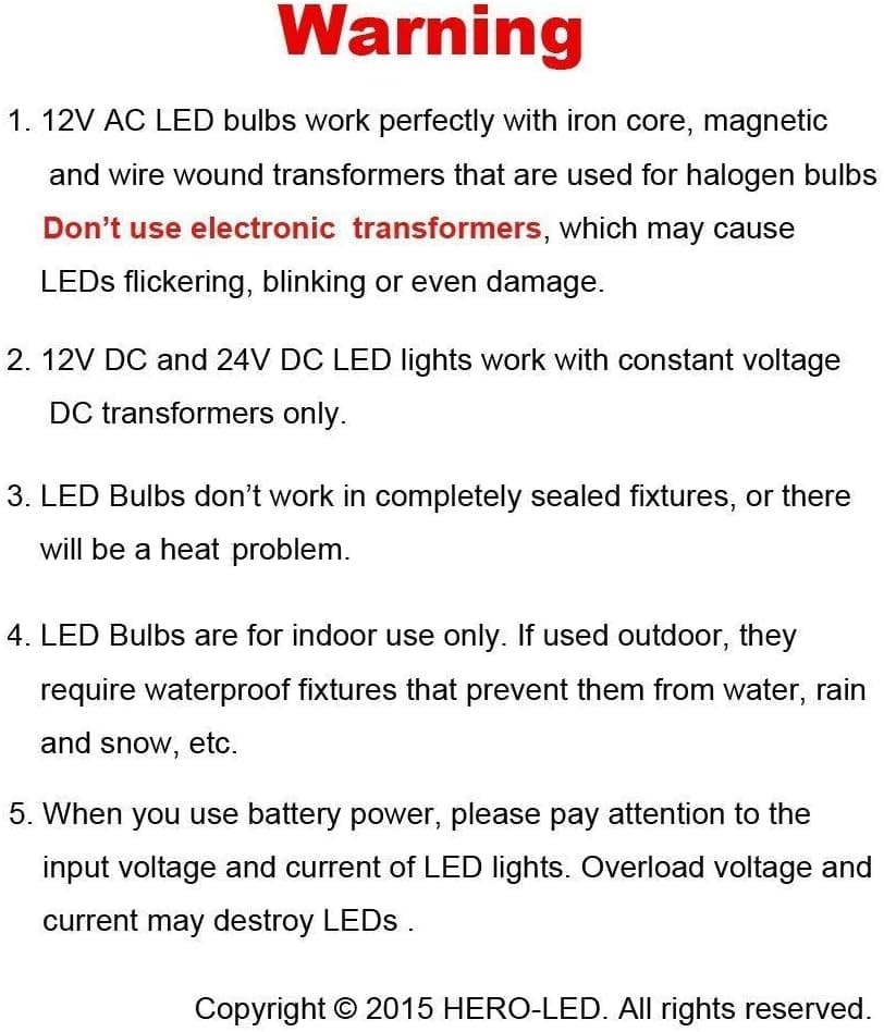 HERO-LED SG4-6T-DW Side Pin G4 LED Disc Halogen Replacement Bulb, 1.2W, 10-15W Equal, Daylight White 5000K, 5-Pack(Not Dimmable)
