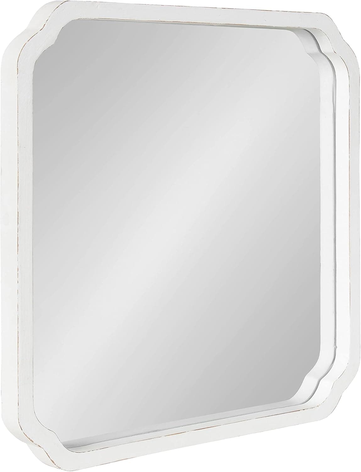 Kate and Laurel Marston Farmhouse Square Wall Mirror, 24 x 24, White, Decorative Rustic Mirror for Wall