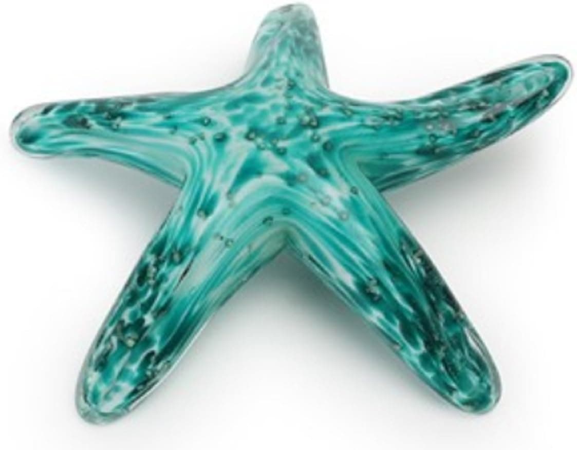 Dynasty Gallery Hand Blown Glass Walking Starfish, Teal Glows in the Dark, 4.75 Inch Diameter 84196TL