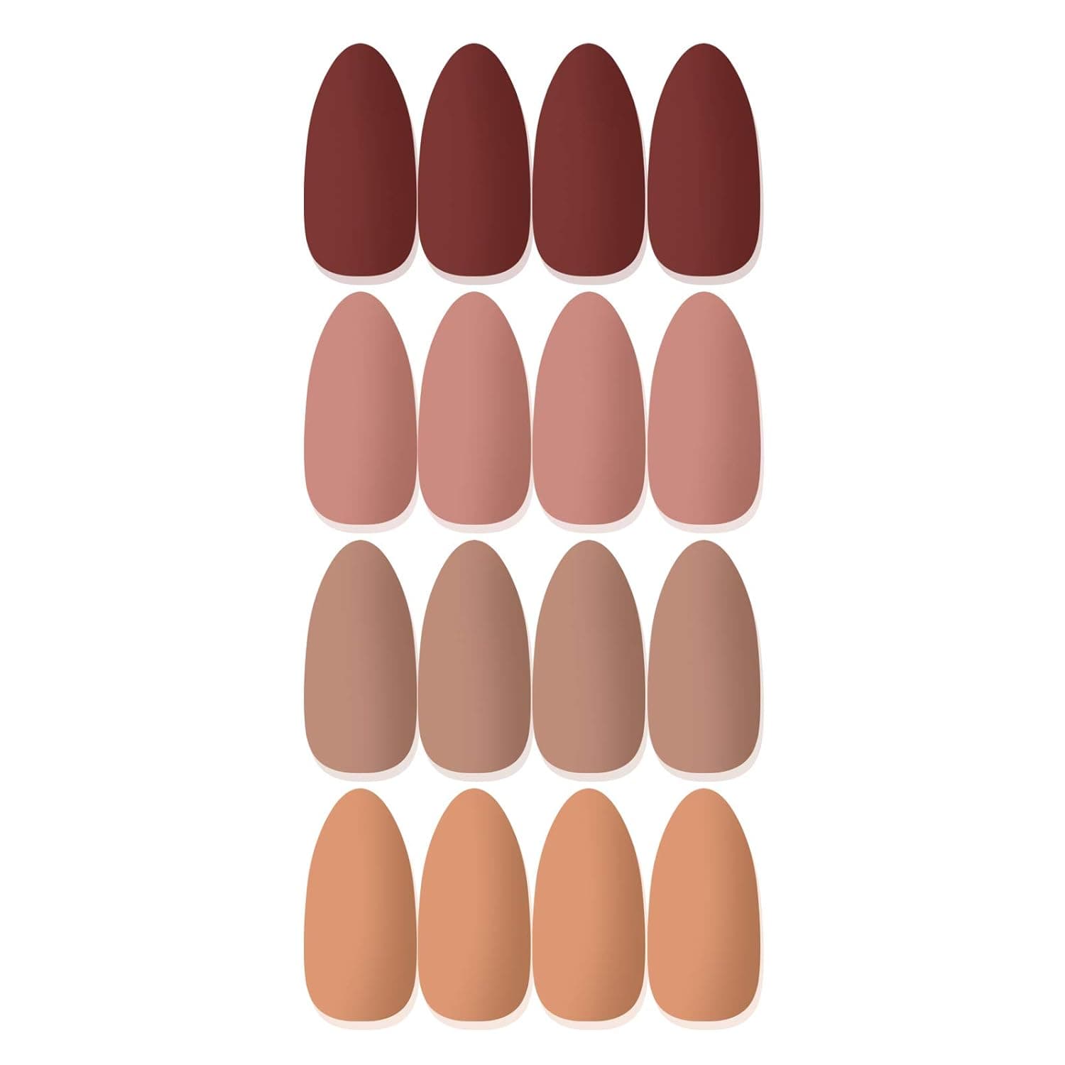 Laza 96 Pcs Colorful Fake Nails 4 Pack Stiletto Almond Peach Purplish Conch Carmine Full Cover Long Matte Artificial Acrylic Nails - Orange