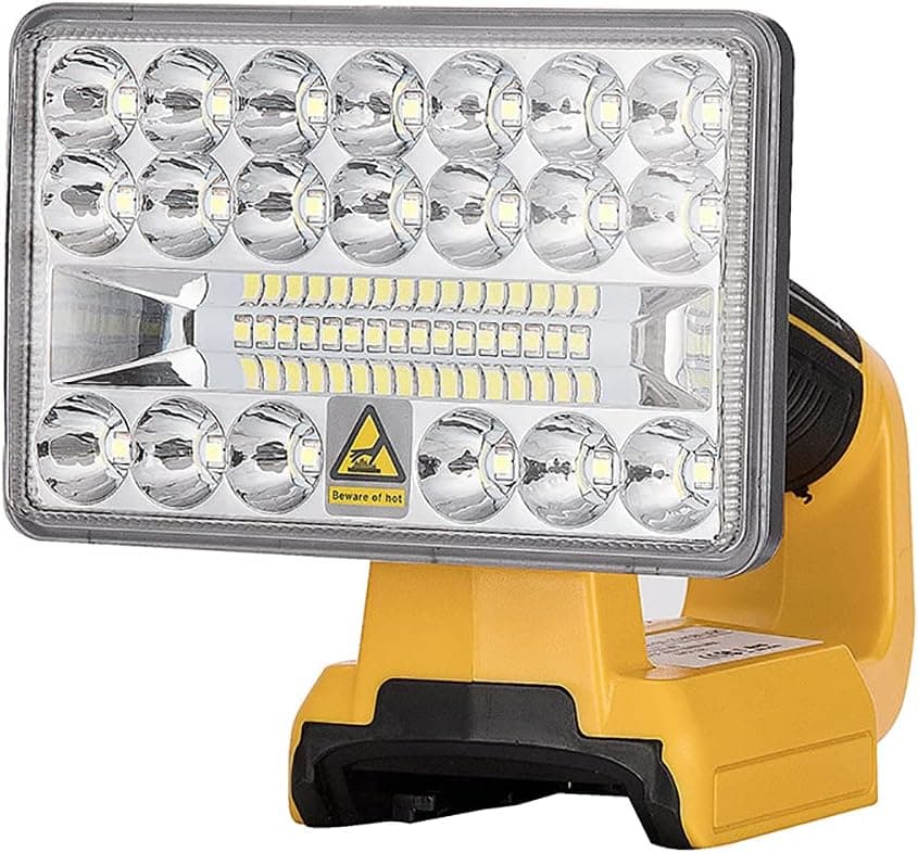 RexLeLXB Cordless LED Work Light for Dewalt 20V Max Lithium-ion Batteries, 18W 2000LM Flashlight Worklight with USB Port, 110 Degree Pivoting Head, Zinc Alloy Spotlight for Outdoor, Indoor(Tool Only)