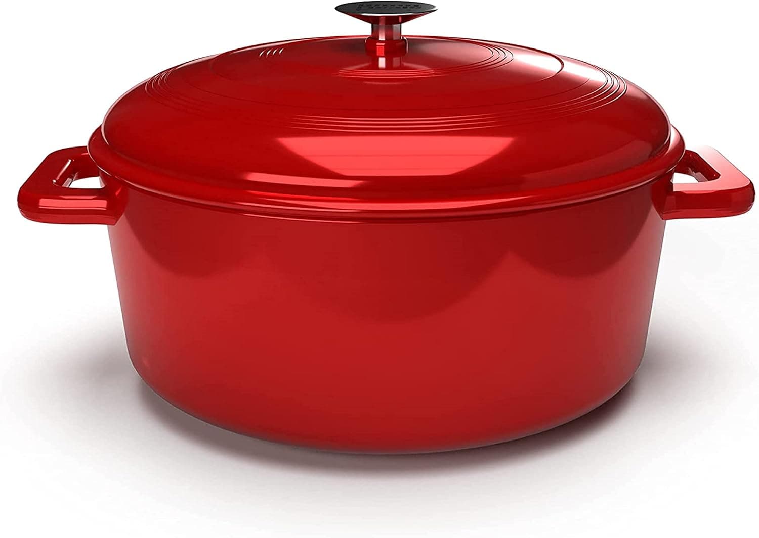New Enameled Cast Iron Dutch Oven Pot with Lid (6 Quart) - Round Enamel Coating Dual Side Handles Ideal for Baking Roasting and Cooking Oven Compatible Easy to Clean - Red