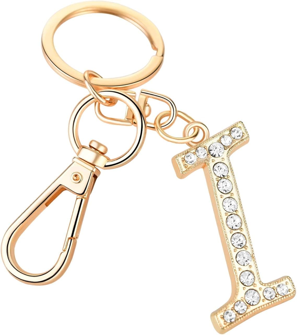 AlphaAcc Keychain for Women Purse Charms for Handbags Crystal Alphabet Initial Letter Pendant with Key Ring