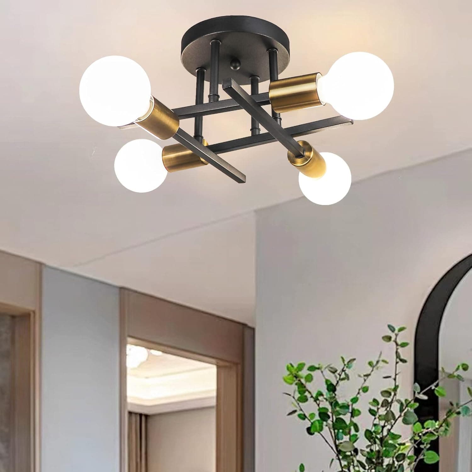 Higufyier Modern Ceiling Light Fixture, Sputnik Chandelier, Mid Century Vintage Industrial Pendant Lighting for Living Room Bedroom Kitchen Dining Room Farmhouse