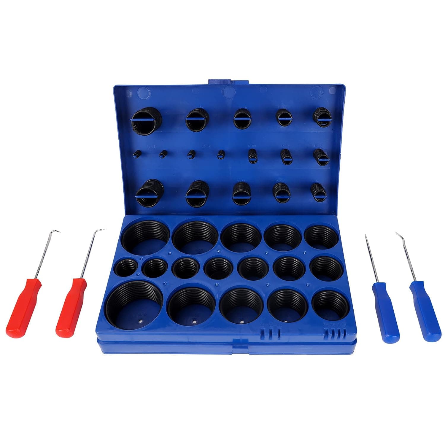 BOLET SAE Universal O-Ring Assortment Set Kit，32 Size 407pcs Nitrile Rubber NBR O-Ring with 4 Pick & Hook，Plumbing, Automotive and Faucet Repair