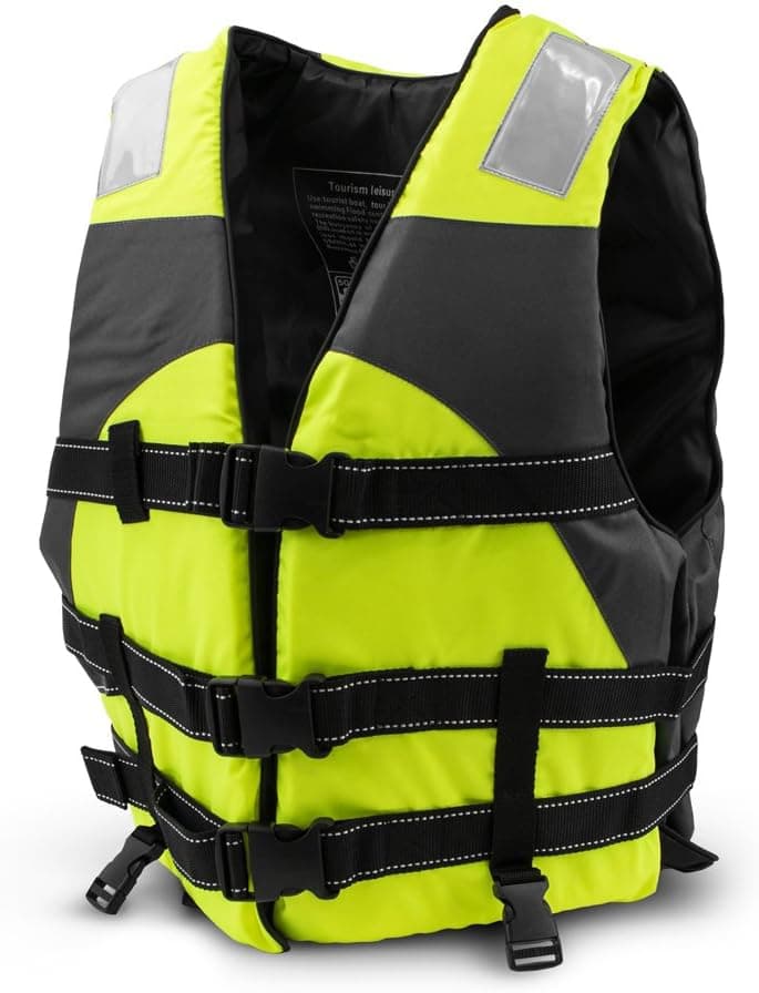 Crown Sporting Goods Multi-Sport Personal Flotation Device Life Vest with Hi-Visibility Reflective Panels and Threading