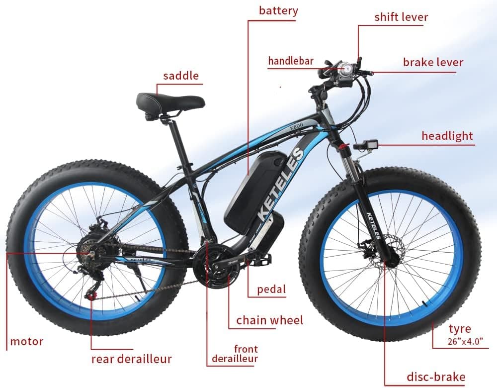 KETELES 26/29 Inch Electric Bicycle E-Bike, Electric Mountain Bike with 1000 W Motor + 48 V 18 Ah Removable Battery, Shimano 21 Speed Gears, City Bike for Adults Men/Women