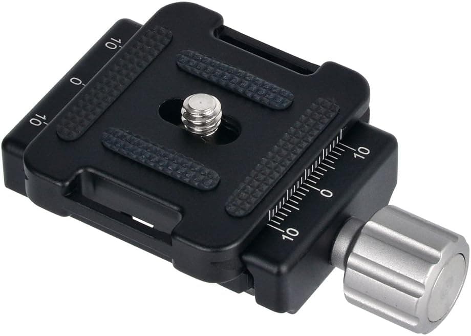 CAVIX DC-34 Clamp + Quick Release Plate with Aluminum Alloy for DSLR Camera and Tripod Head Compatible with Arca-Swiss Standard - Silver