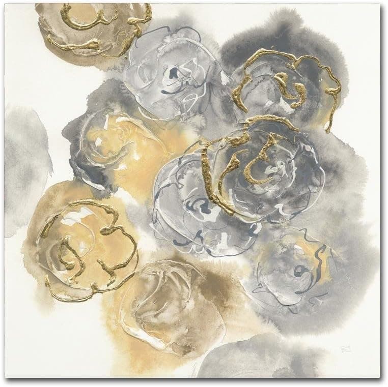 Gold Ornate Frame Edged Neutral II by Chris Paschke, 24x24-Inch Canvas Wall Art