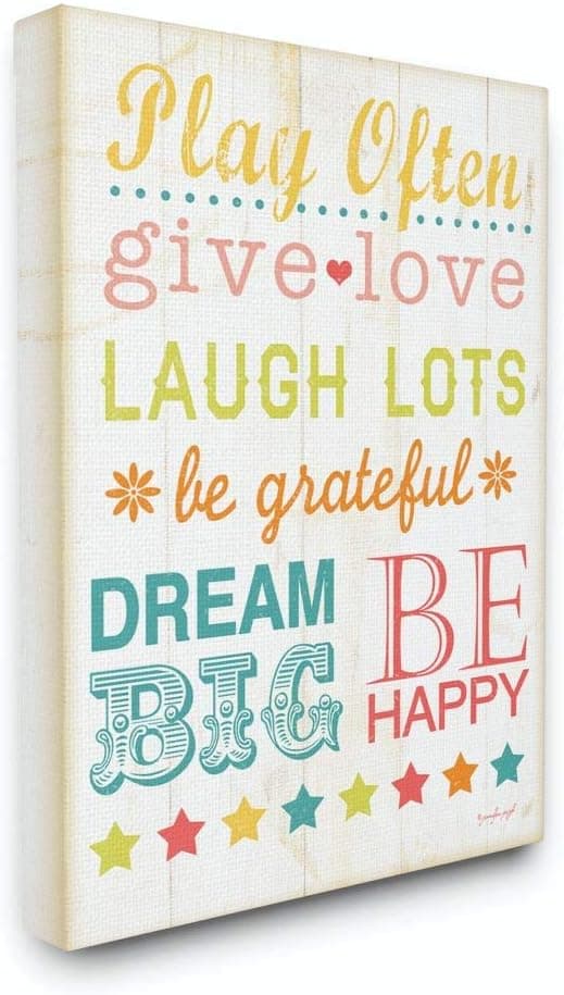 Stupell Industries Play Often Typography Canvas Wall Art, 16 x 20, Design by Artist Jennifer Pugh