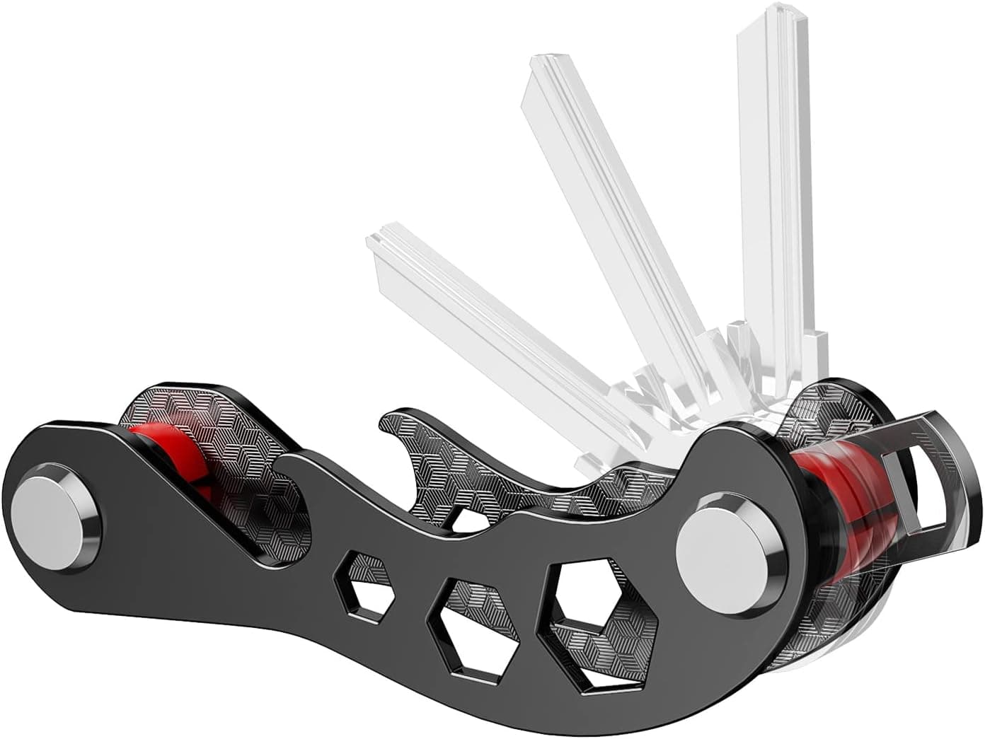 ANYLION Key Organizer, Key Holder for Keychains, Compact Key Ring Clip Double-Sided Available Key Containing Key Storage for Men Portable Bottle Opener Hollow Design Wrench for M4/M6/M8