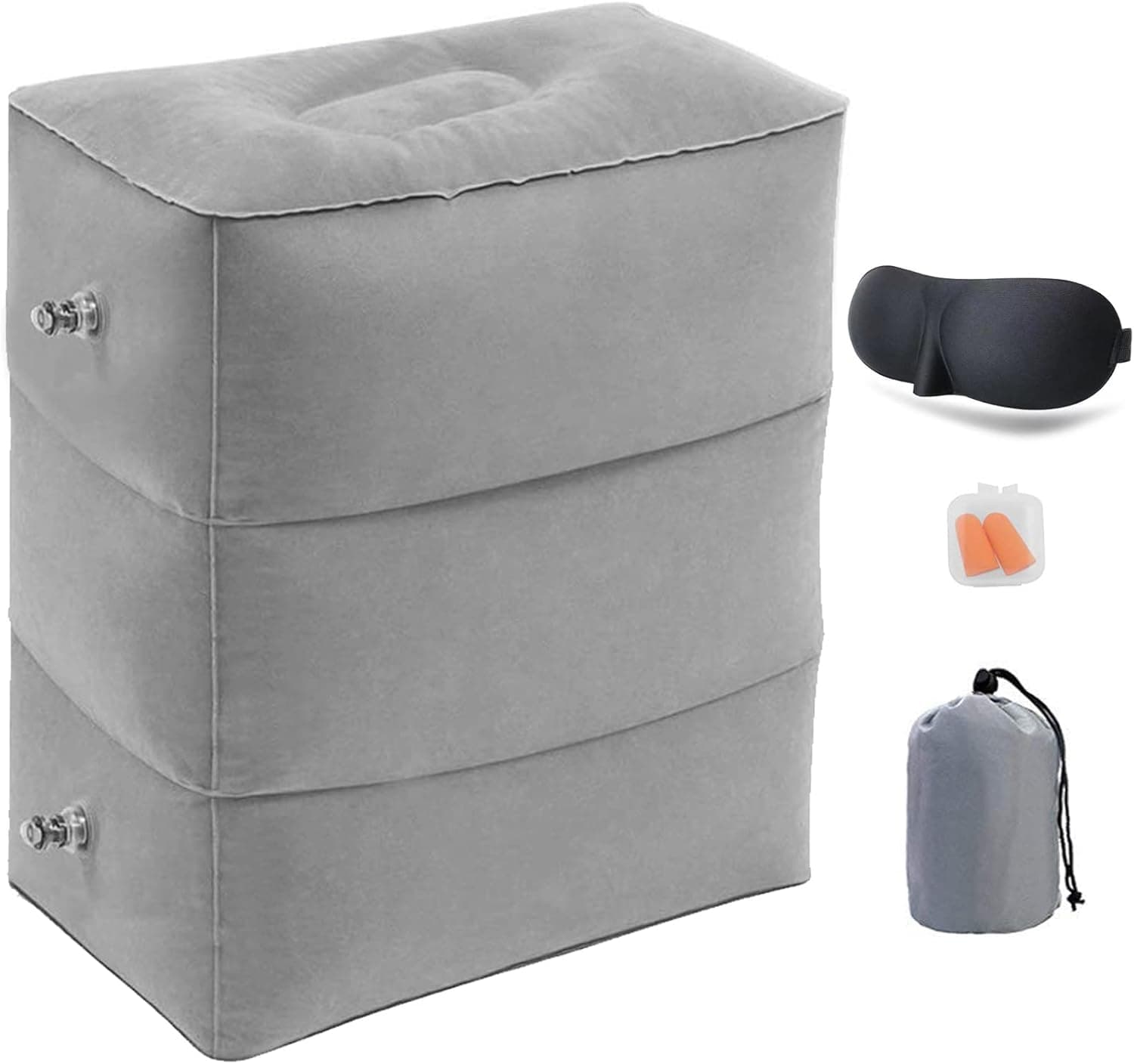 Inflatable Travel Pillow, Kimiandy Travel Essentials for Kids & Adults,Airplane Footrest Can Be Adjustable Height,Leg Rest Airplane Pillow for Travel/Cars/Office/Hotel ( Grey)