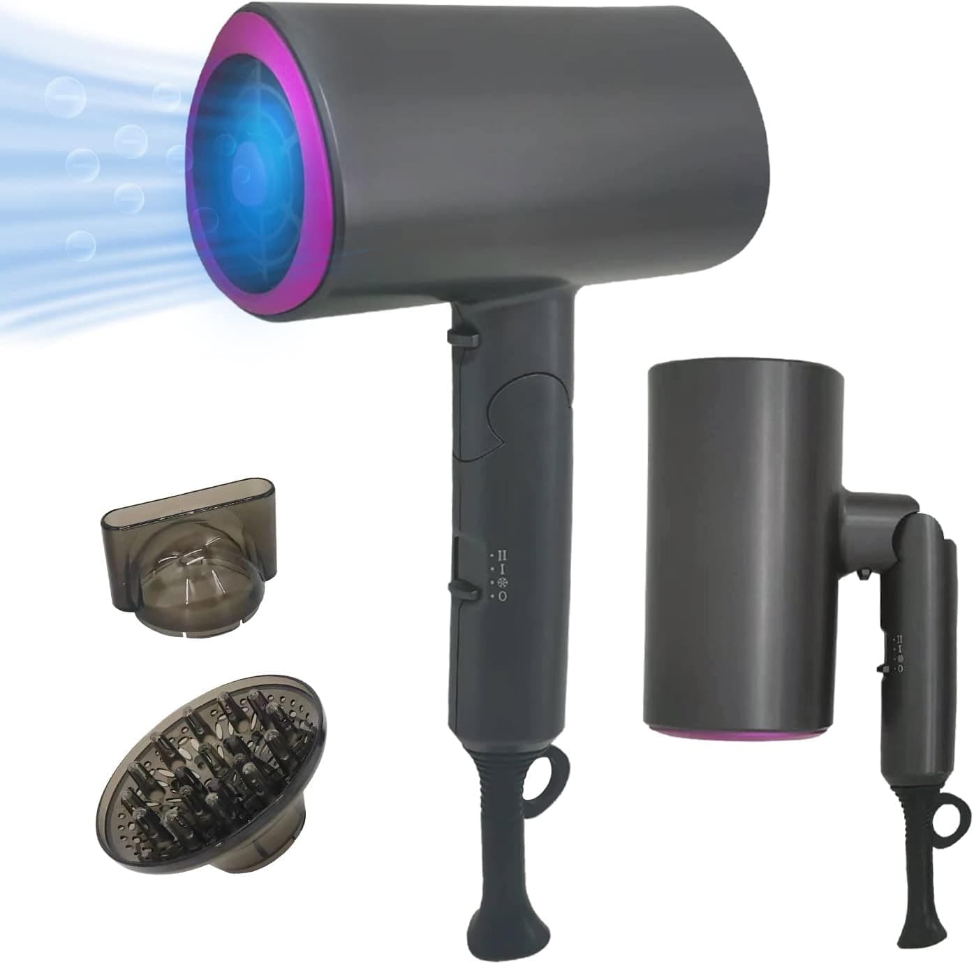 Hair Dryer with Diffuser,Travel Blow Dryer,Power Portable Mini Hair Dryers for Women/Men,ion Small Hair Dryer for Home,Blower hairdryer,Collapsible blowdryer,Quiet Reverse Travel Hair Dryer