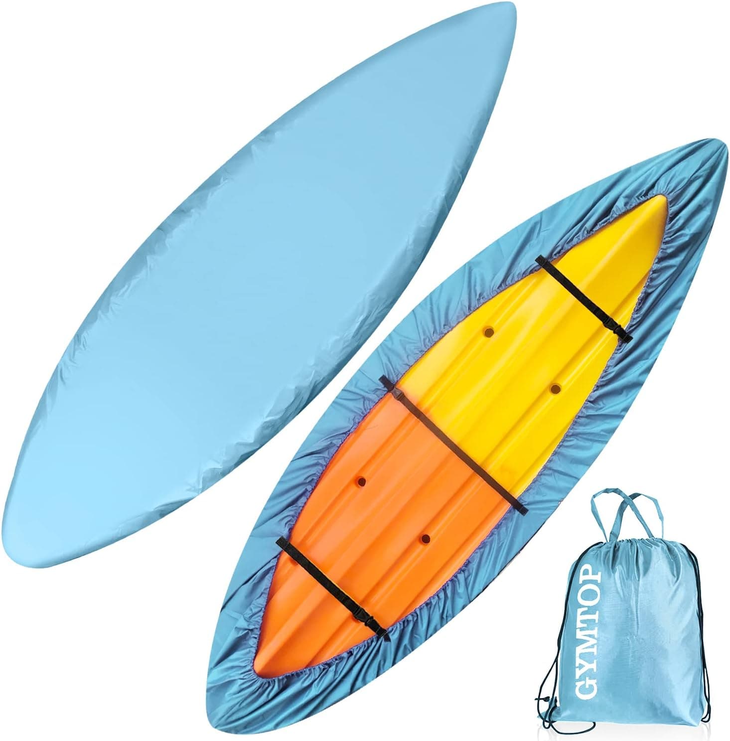 7.8-18ft Waterproof Kayak Canoe Cover-Storage Dust Cover UV Protection Sunblock Shield for Fishing Boat /Kayak / Canoe 7 Sizes [Choose Color] (Light Blue(Upgraded), Suitable for 9.3-10.5ft Kayak)