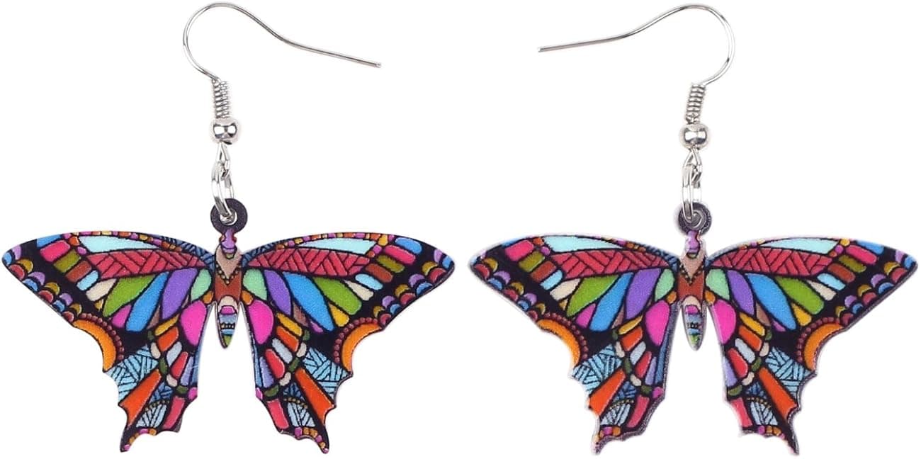 Bonsny Drop Dangle Floral Butterfly Earrings Fashion Insect Jewelry For Women Girls Kids Gift
