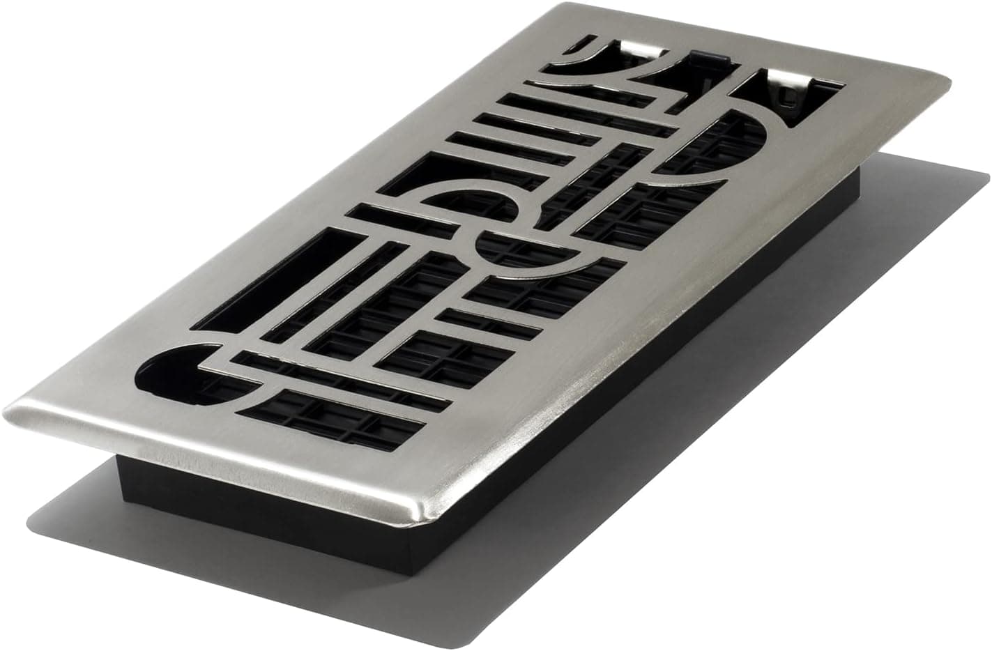 Décor Grates ADH410-NKL Art Deco Floor Register, 4x10 Inches, Brushed Nickel