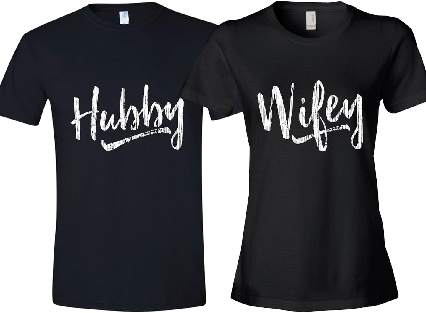 Texas Tees Wifey & Hubby Shirts, Shirt for Newlyweds, Ladies X-Large & Mens Large