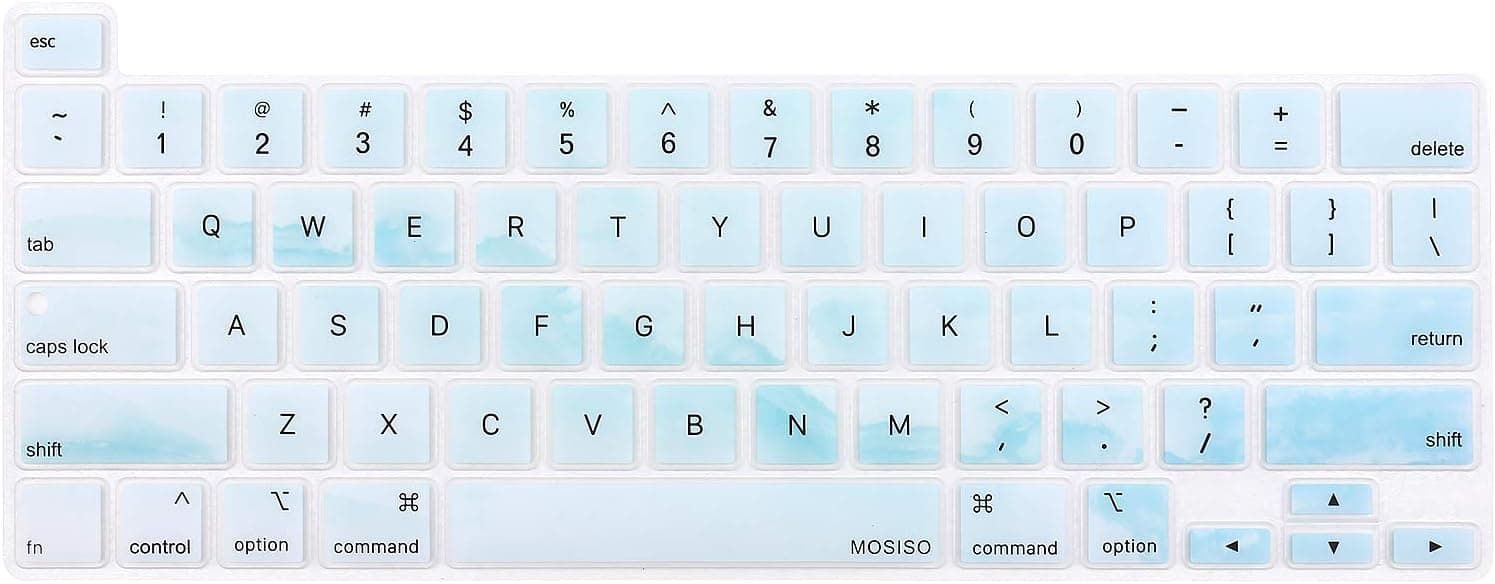 MOSISO Keyboard Cover Silicone Skin Compatible with MacBook Pro 13 inch M2 2023, 2022, 2021 2020 M1 A2338 A2289 A2251&Compatible with MacBook Pro 16 inch 2020 2019 A2141 Touch ID,Hot Blue Cloud Marble