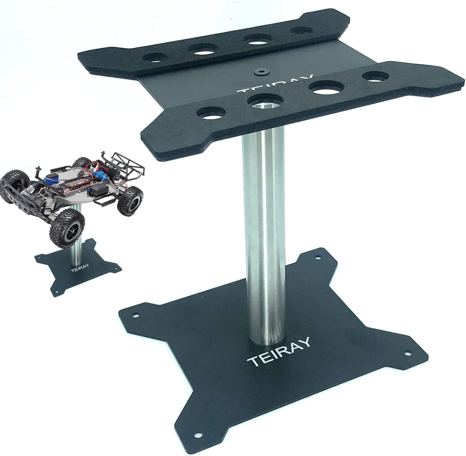 RC Car Work Stand Mat Repair Workstation Aluminum TEIRAY 360 Degree Rotation Height 170mm Body Mounts for 1/8 1/10 1/12 1/16 1/18 Scale Cars Trucks Buggies (Black)