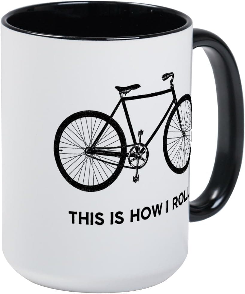 CafePress This Is How I Roll Bicycle Large Mug Ceramic Coffee Mug, Tea Cup 15 oz