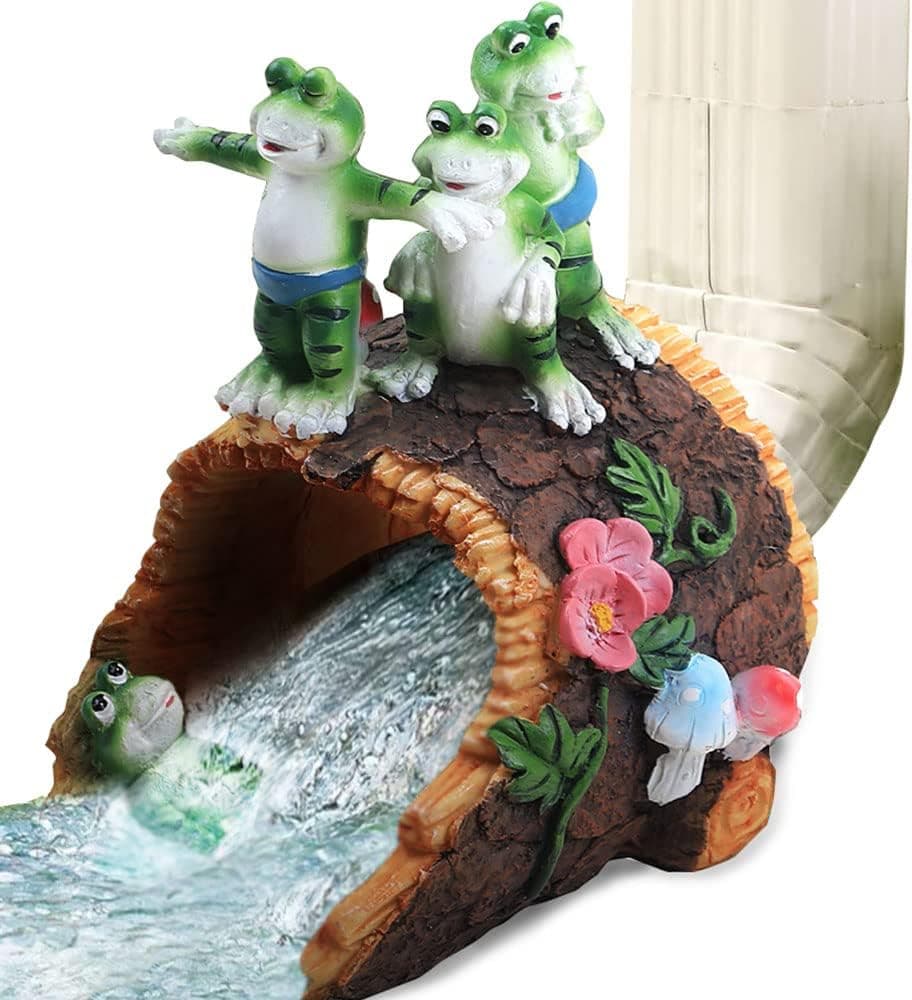 Ajure Garden Decor for Gutter Downspout Extensions, 3"x4" Downspout Statue, Frogs Outdoor Decor, Garden Gutter Guard for Outside, Downspout Extender Decorations, Decorative Downspout Extensions