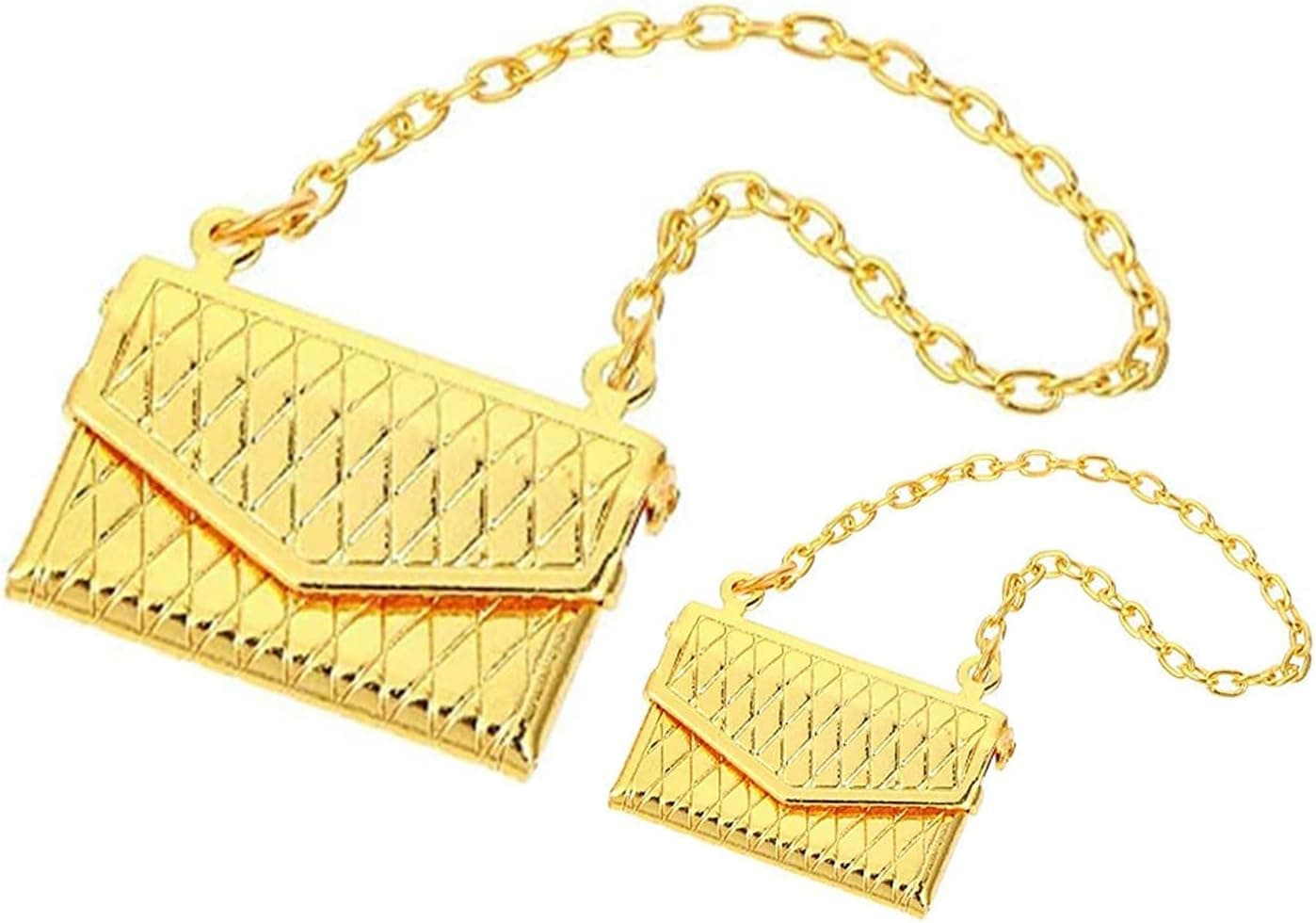 Miniature Handbag 1/12 Scale Purse Fashion Scene Decor S+L Size Dollhouse Accessories Models DIY Gift Mini Scene Decoration Ornaments (Gold)