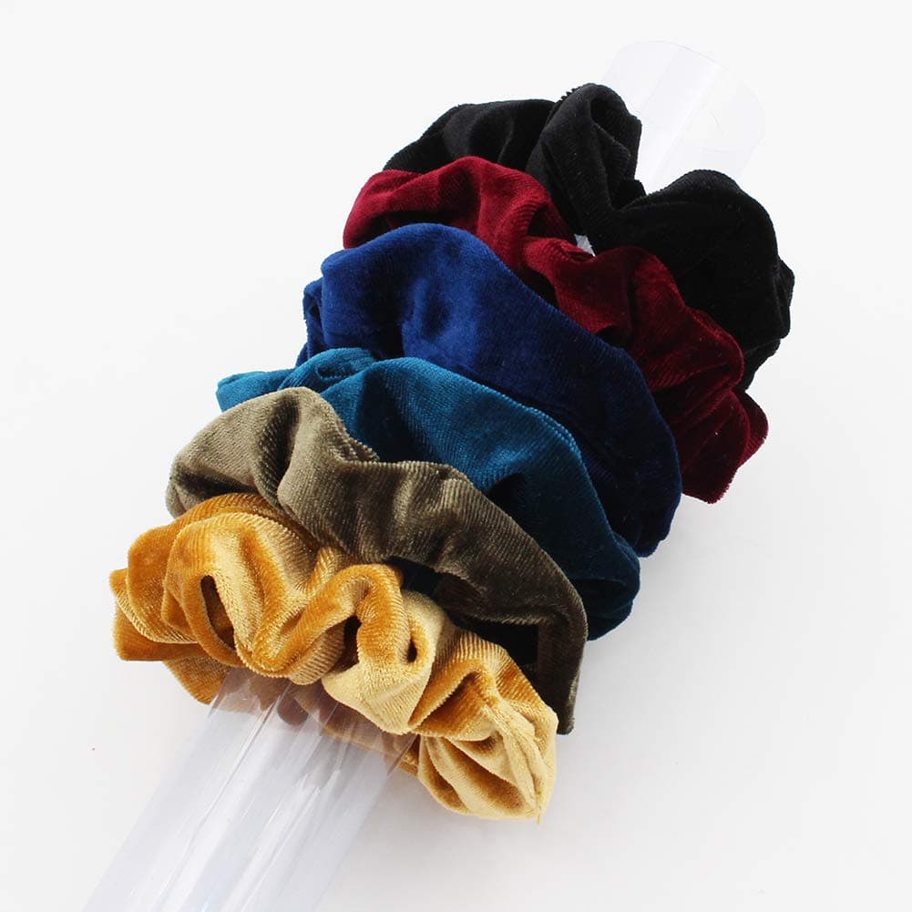 SWINATE Women Girls Velvet Hair Scrunchies Solid Elastic Hair Tie Simple Elegant Rubber Band Ponytail Tie (Style3)