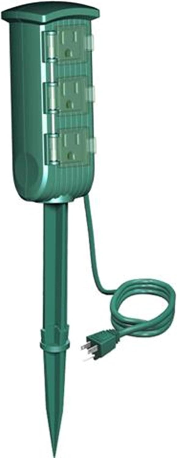 Westinghouse 28000 3-Outlet Outdoor Mini Ground Stake with 6-Feet Cord, Green